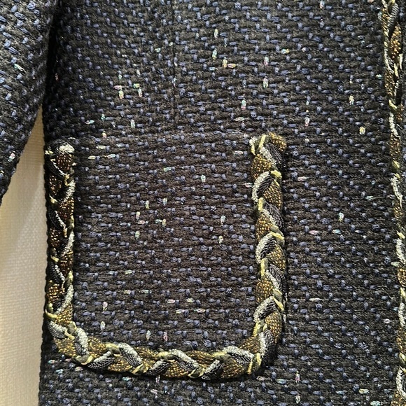 NWT Women’s Savida Navy Blue Alice Braid Tweed Blazer Size Large - Picture 4 of 9